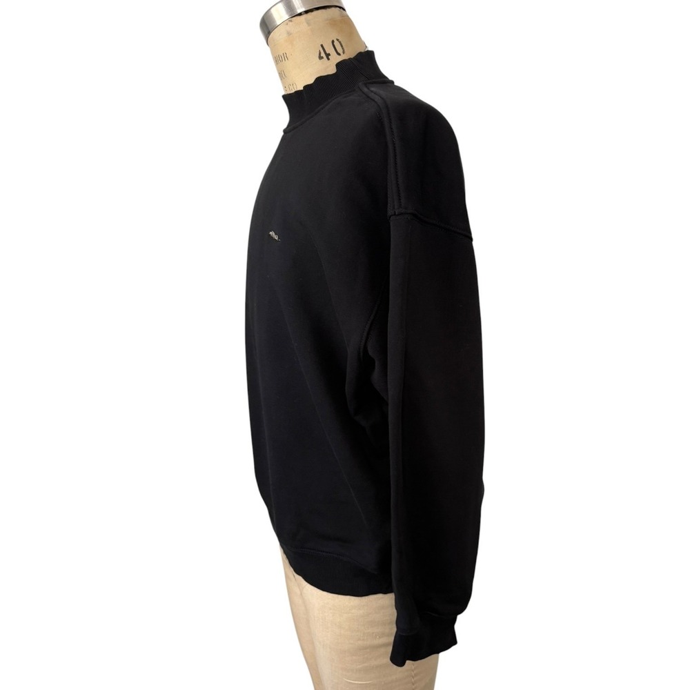 3.1 Phillip Lim Sweatshirt Mens M Black Mock Neck Metal Logo Cotton Heavyweight - Picture 5 of 9